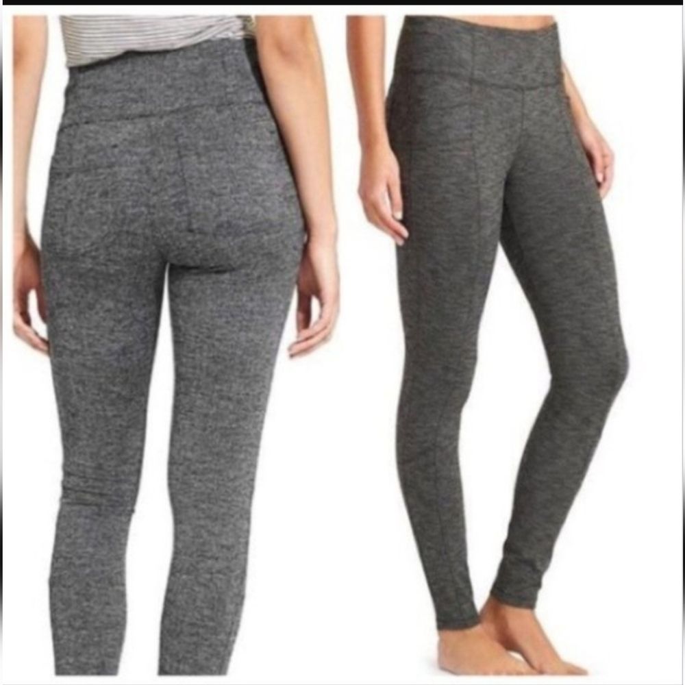 ATHLETA‎ Metro High Waist Pocketed Leggings 138443-05 Size XS Heathered Black
